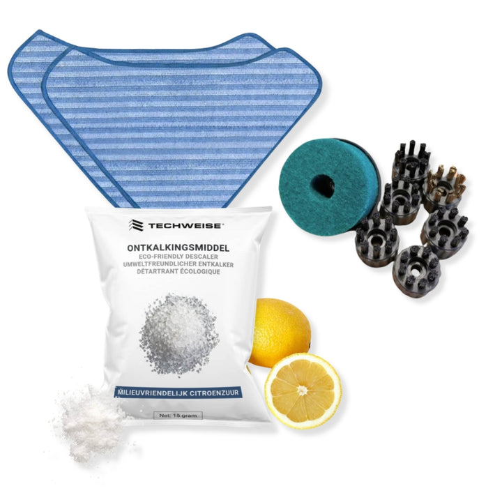 Accessoires bundel TS1: extra borstels, ontkalkingsmiddel & dweildoeken