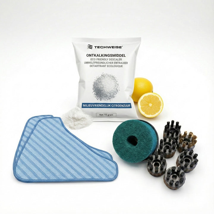 Accessoires bundel TS1: extra borstels, ontkalkingsmiddel & dweildoeken